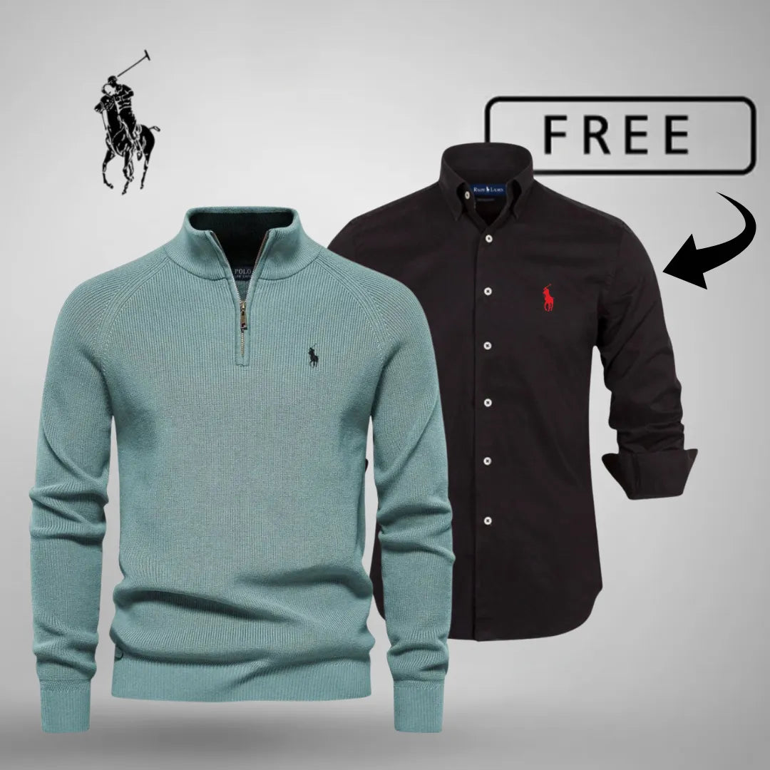 RL Style & Comfort Premium – Half-Zip Jumper + FREE Classic Shirt - Imagem 1