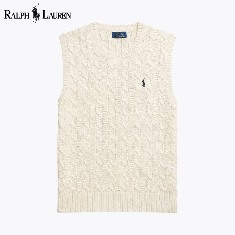 RL Cable-Knit Cotton Sweater Vest - Imagem 1