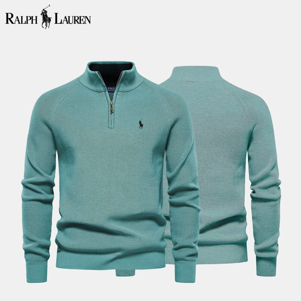 RL Zip Cable-Knit Wool Knit Sweater - Imagem 1